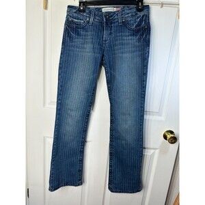 Aeropostale Chelsea Bootcut Jeans Women's 3/4 Pin Stripe Mid-Rise Med Wash